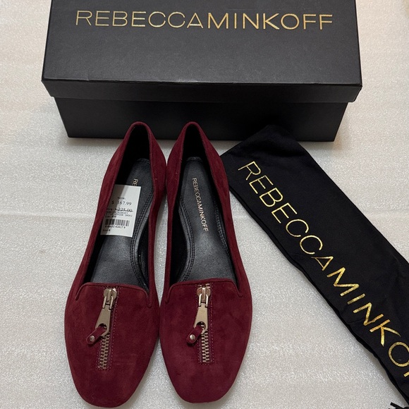 Rebecca Minkoff Maroon Suede Flats with Zipper Detail 8 NIB - Picture 10 of 10